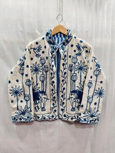 Veste kimono d'hiver en velours brodée Suzani motif éléphant, look magnifique, avec 2 poches latérales, cadeau pour lui ou pour elle - Product Image 1