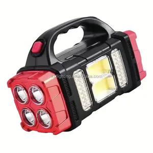 New product 2024 small red wholesale rechargeable battery emergency handheld solar COB led flashlight torch camp light lamp