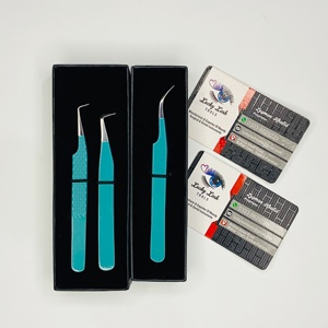แหนบต่อขนตา Lucky Lash Tools Private Logo 45 90 ปลายไฟเบอร์ สแตนเลสสตีล จับขนตาได้อย่างแม่นยำ แข็งแรง บางเฉียบ ตรง สำหรับต่อขนตาแบบวอลลุ่ม - Product Image 3