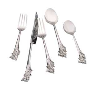 Ensemble de couverts en acier inoxydable en gros, avec manche à motif feuille élégant, pour la restauration et les événements - Product Image 1