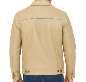 Chaqueta de Cuero Sintético Beige, Cuello Camisero, Cierre de Botones, Corte Regular - Product Image 5