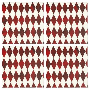 Resin Square <b>Coasters</b> Set Red <b>White</b> Diamond Pattern Heat Resistant Table Mats for Coffee Dining - Product Image 6