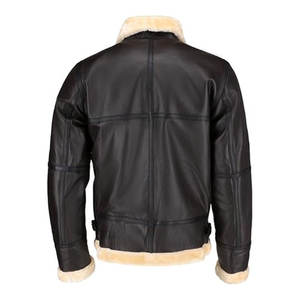Veste aviateur en peau de mouton véritable pour homme, veste bomber en cuir véritable, doublure en fourrure de mouton véritable, veste en cuir classique chaude pour l'hiver - Product Image 2