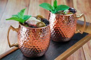 Hammered copper drink mug set glacier bloom beverage <b>cups</b> <b>reusable</b> handcrafted cocktail mugs premium durable - Product Image 4