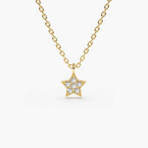 Collar de Plata de Ley 925 de Alta Calidad con Estrella de Cinco Puntas y Corte Cúbico, Chapado en Oro de 14K, con Moissanita, Perfecto para Fiestas - Product Image 3