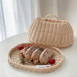 Cesta de Almacenamiento de Alimentos Multifuncional de Mimbre Hecha a Mano, Ecológica, a Prueba de Polvo, de 26 cm, Estilo Moderno, con Asa, para Uso en la Cocina - Product Image 6