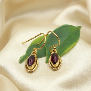 Pendientes de Plata de Ley 925 con Granate Rojo, Chapados en Oro Rosa y Oro Amarillo, Hechos a Mano, Estilo Boho Vintage, Regalo para Mujer - Product Image 4