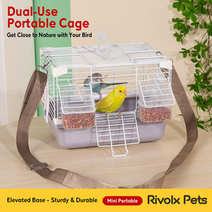 Cage de transport portable pour oiseaux avec perchoir et mangeoires, petit transporteur pour perroquet, perruche, calopsitte, budgerigar, agapornis - Product Image 3