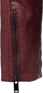 <b>Men</b> Red PU <b>Leather</b> Moto Biker <b>Jacket</b> Stand Collar Zipper Front Solid Color Regular Sleeve Autumn Style - Product Image 4