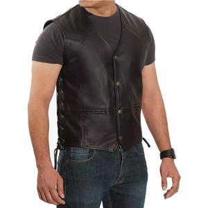 Chaleco de cuero para hombre sin mangas, estilo único, de la marca Motorcycle Club, fabricado en fábrica, a la moda. - Product Image 4