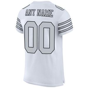 Maillot de football authentique personnalisé blanc, argenté et noir en maille respirante à séchage rapide pour l'entraînement et les matchs - Product Image 5