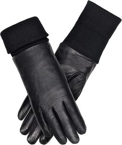 Gants en cuir pour femmes, hiver, en laine de mouton, chauds pour le temps froid |   Gants doublés pour femmes à écran tactile pour écrire des messages SMS - Product Image 6