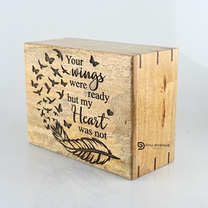 Natural Wooden Urn <b>Box</b> Engraved <b>Memorial</b> Keepsake Cremation Urn for Human or Pet Ashes Vietnam Made - Product Image 2