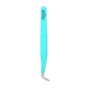 Pinzas Royal Tweezers Nuevas de Acero Inoxidable Clásicas para Extensión de Pestañas, Punta Larga de 65 Grados, Punta Angulada Lisa, Antimagnéticas - Product Image 2