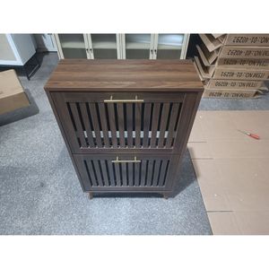 23.6 Inch <b>Walnut</b> Shoe Cabinet with 2 Flip <b>Drawers</b> Medieval Modern Independent Furniture for Living Room for Home Decor - Product Image 2