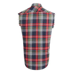 Camiseta sin mangas de franela a cuadros clásica para hombre, corte casual, ajuste muscular, de alto rendimiento, al por mayor - Product Image 5