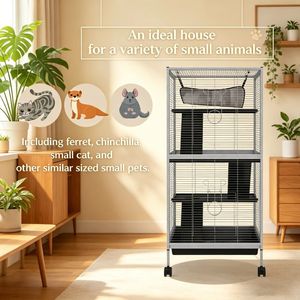 Casetta per criceti da interno per ville, gabbia per razze di grandi dimensioni, patio e uccelli, in metallo e vetro, arredo per animali domestici - Product Image 6