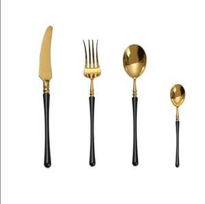 Luxury Gold Service Stainless Steel Flatware <b>Set</b> Bulk Silverware Knife Fork <b>Spoon</b> Serving Cutlery Dishwasher Plated Weddings - Product Image 1