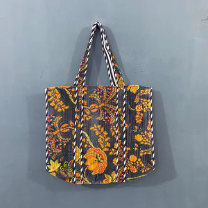 Sac fourre-tout en coton personnalisé pour femmes, motif vintage, multicolore, fermeture éclair durable, sac tendance, léger, sacs d'hiver et d'été - Product Image 1