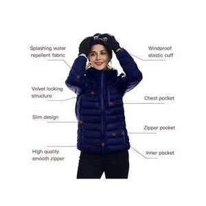 Chaqueta Acolchada Azul Marino Personalizada con Capucha, Ligera, para Invierno, con Bolsillo con Cremallera en el Pecho, Fabricación OEM, Prenda Exterior Premium - Product Image 2