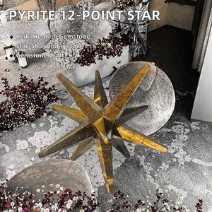 Oeil de tigre g Star Merkaba 12 points cristal pierre naturelle Reiki guérison Feng Shui Inde Figurine sculptée à la main pour la décoration de la maison - Product Image 2