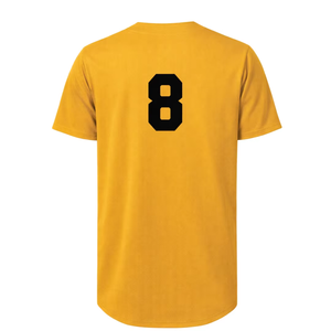 Camiseta de Béisbol Amarilla Personalizada para Hombre, Manga Corta, Nombre del Equipo, Impresión en 4 Colores, Poliéster, Corte Regular, Cuello en V, Cierre con Botones - Product Image 3
