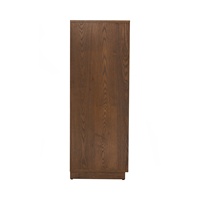 Meuble à chaussures minimaliste contemporain en bois avec portes coulissantes à lattes, finition noyer, autoportant, pour salon et entrée