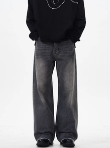 Pantalon en jean vintage délavé pour homme, style crayon, effet moustaches, tendance - Product Image 4