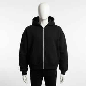Custom <b>Men's</b> Black <b>Zip</b> Up Hoodie Fleece Hooded Sweatshirt Full <b>Zip</b> Casual Streetwear <b>Jacket</b> Oversized Fit - Product Image 4