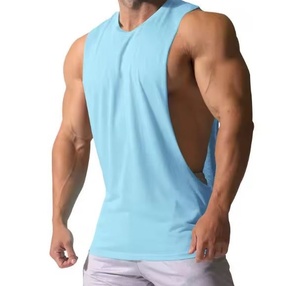 100% Cotton Custom <b>Men</b> Muscle Tank Top Big Cut Gym <b>Vest</b> Wholesale Fitness Singlet <b>Stringer</b> Training Sleeveless Sportswear OEM - Product Image 2