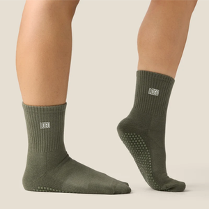 Calcetines Deportivos Personalizados al por Mayor, de Algodón, Color Verde Salvia, con Logotipo, Antideslizantes, Absorbentes de Sudor, Transpirables, sin Costuras - Product Image 1