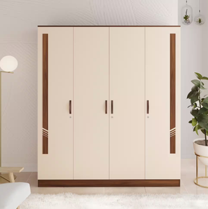 Classic dark wood finish three door wardrobe with central mirror and round handles, available at wholesale prices. - Product Image 2