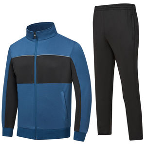 Men's Breathable Fleece Color Blocking Tracksuit Full Zip Jacket with Side Pockets and Matching Pants for Winter Sporty Wear - Product Image 5