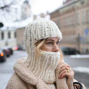 Bonnet cagoule tricoté chaud le plus vendu avec revers pliable, logo personnalisé, coupe-vent, pour adultes, ski, randonnée, sports de plein air - Product Image 4
