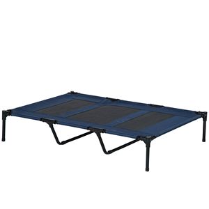 Cuccia rialzata per cani e gatti XL, 122x91 cm, blu scuro, con borsa per il trasporto, rete traspirante, in metallo, lavabile, rinfrescante, morbida, rimovibile - Product Image 1