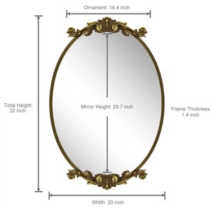 Ornate Oval Wall <b>Mirror</b> – Vintage Gold Decorative <b>Frame</b> <b>Mirror</b> for Bathroom, Bedroom & Luxury Home Decor - Product Image 4