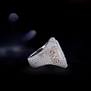 Bague en argent avec lettre en diamant Moissanite VVS, style Hip-Hop Iced Out, initiales en grappe, luxe, pour homme, personnalisable avec nom - Product Image 3