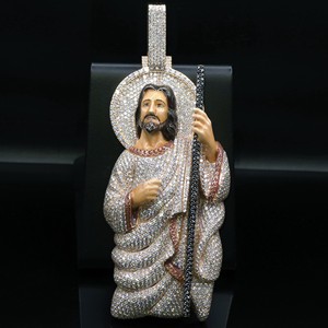Custom Iced Out St Jude Diamond Pendant Solid 925 <b>Silver</b> White Gold Lab Grown Diamond Tester Hip Hop Religious <b>Charm</b> Jewelry - Product Image 1