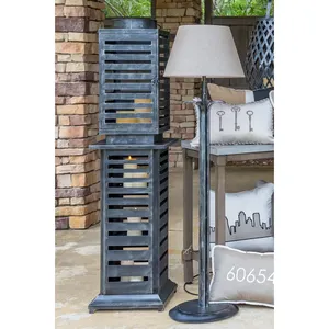 Modern Iron Candle Stand with Slatted Design for Home Decoration Durable Metal Lantern Style - Product Image 5