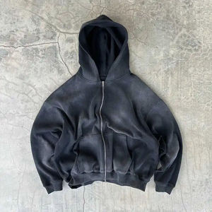 Sudadera con Capucha Extra Grande para Mujer, con Cierre, Color Sólido, Tejido de Algodón, Transpirable, para Otoño, Largo Regular, Manga Larga - Product Image 1