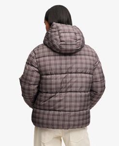 Chaqueta acolchada premium con estampado a cuadros para mujer, ropa de exterior personalizada, a prueba de viento, con cierre de cremallera y bolsillos laterales. - Product Image 3