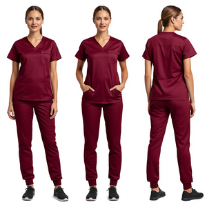 Ensemble de blouses d'infirmière rouge bordeaux pour femmes, best-seller, vêtements médicaux de qualité supérieure - Product Image 2