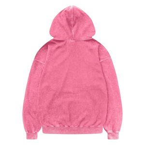Magenta Pink Acid Wash Hoodie Bright Streetwear <b>Pullover</b> <b>Mens</b> Heavy Cotton Distressed Finish Trendy Oversized Top - Product Image 2