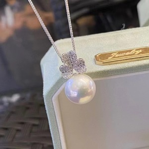 Collar Keshi de 9 mm con Luz Blanca Fría, Cadena de Plata Pura con Cierre, Textura Personalizada de Moda, Perla Keshi de Plata Pura - Product Image 1