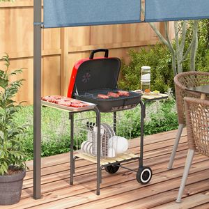 Per Outsunny 17 \ "portatile griglia a carbone ruote 2 tavoli laterali scaffale rosso barbecue per Picnic campeggio cortile regolabile - Product Image 2