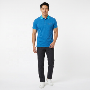 เสื้อโปโลผู้ชายสีน้ำเงิน ผ้าฝ้าย แขนสั้น ปักโลโก้ สวมใส่สบายๆ - Product Image 4