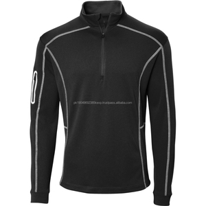 OEM Design Polyester Golf Men's Polo <b>Shirt</b> <b>Zip</b> Pullover Golf <b>Shirt</b> <b>With</b> Long Sleeve - Product Image 3