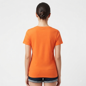 เสื้อยืดแขนสั้นคอวีผู้หญิง Hawk Eye สีส้ม ผ้าฝ้ายลำลองสำหรับฤดูร้อน ทรงปกติ ผ้าเจอร์ซีย์ พิมพ์ลายโลโก้ - Product Image 2