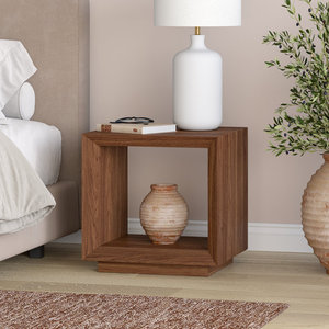 Mesita de Noche Moderna de Madera Abierta con Forma Cúbica, Minimalista, con Estante de Almacenamiento para Hogar, Hotel y Apartamento - Product Image 3
