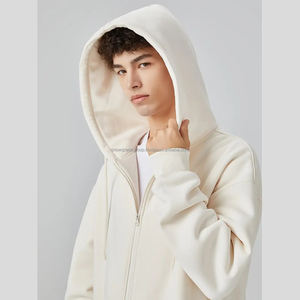 Sudadera con capucha de rizo de algodón con cremallera completa OEM para hombre, Sudadera con capucha informal de talla grande para exteriores, Sudadera con capucha lisa con logotipo personalizado, chándal - Product Image 2